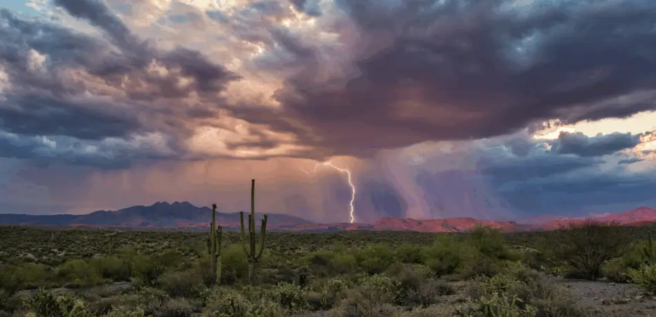 Lightning storm over Tucson desert
