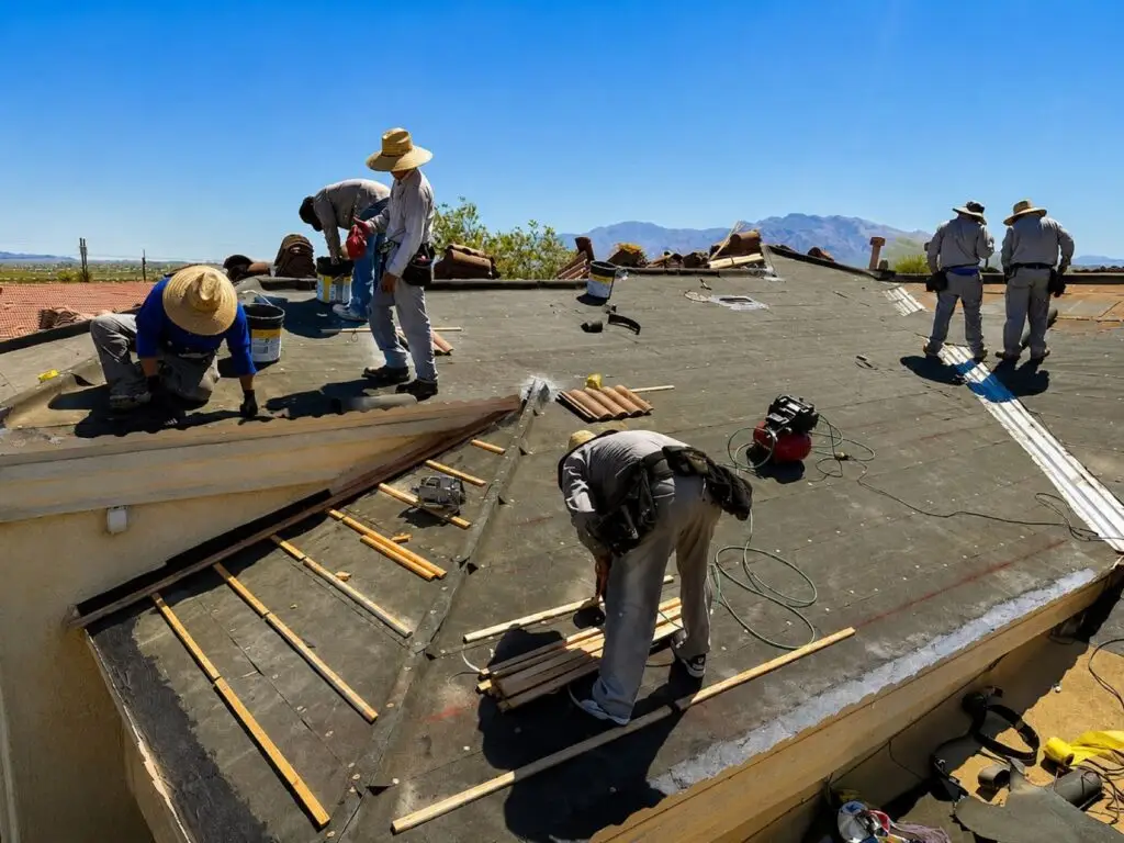 All Dry crew installing flat roof system in Tucson Arizona